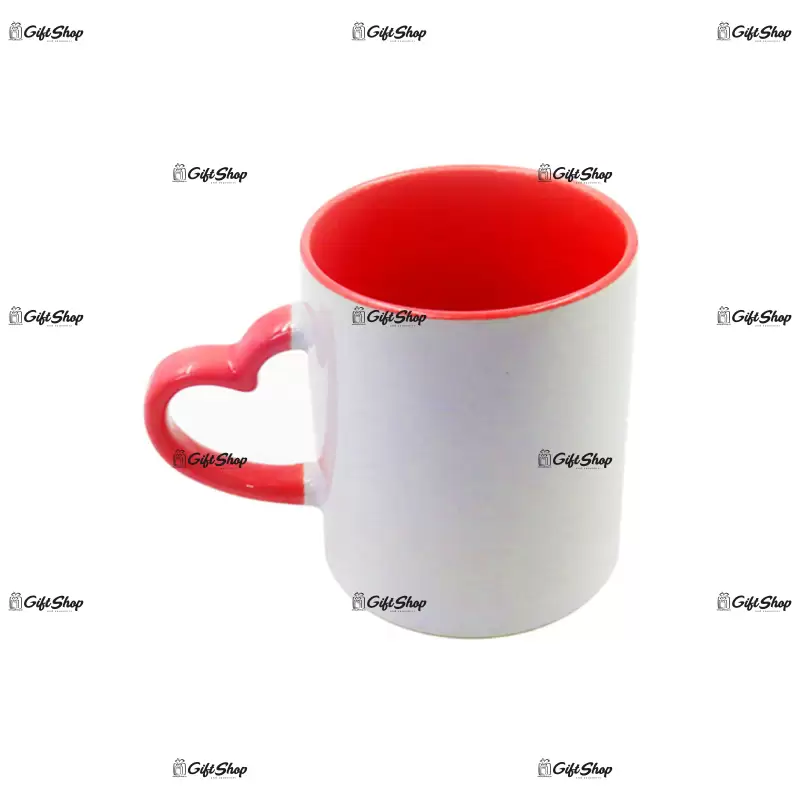 . cana ceramica colorata interior si maner inima, personalizata
